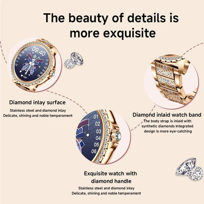 Women's Fashion Smart Watch with 1.32-Inch HD Display, Dual Straps, Waterproof Fitness Tracker, Compatible with Android and iOS