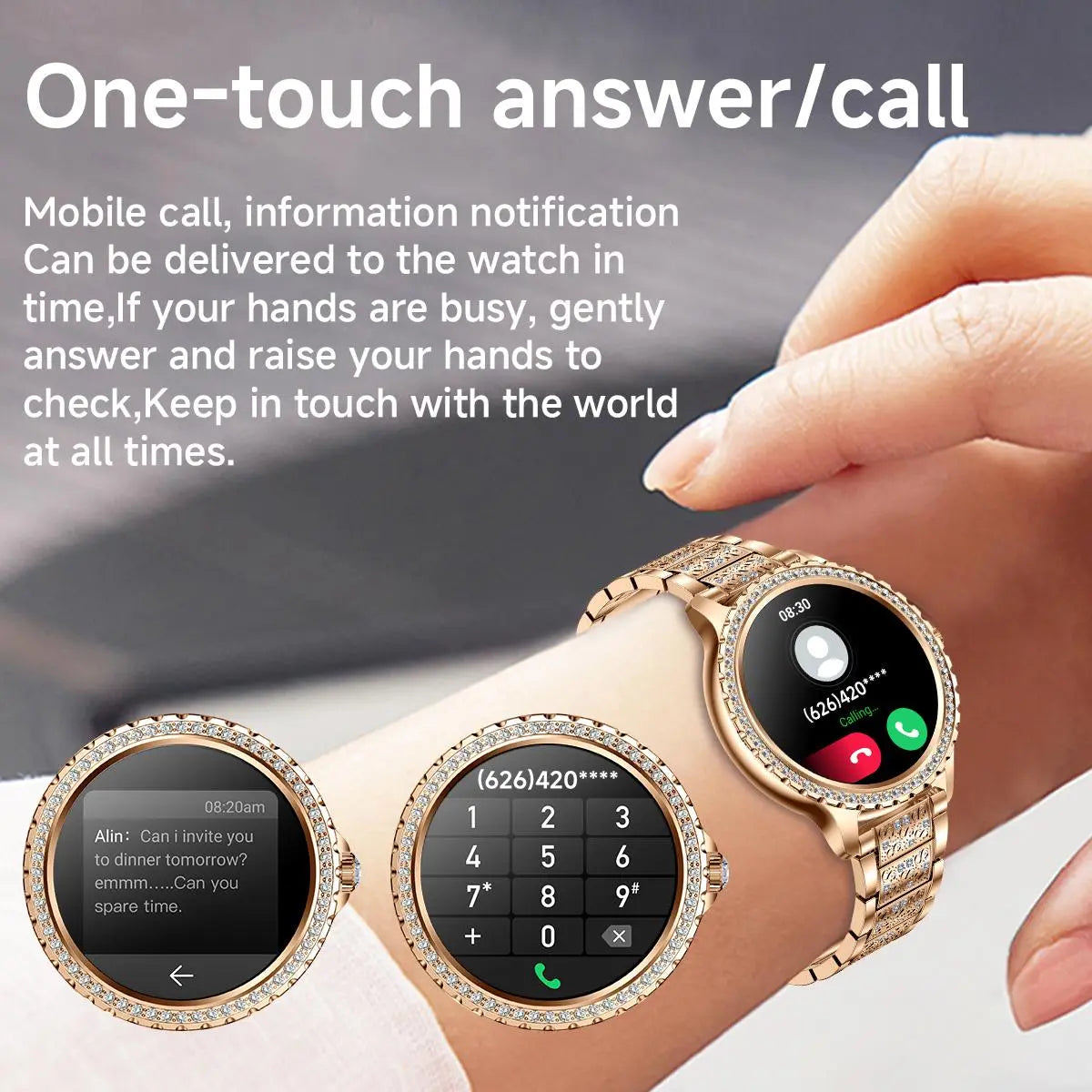 Women's Fashion Smart Watch with 1.32-Inch HD Display, Dual Straps, Waterproof Fitness Tracker, Compatible with Android and iOS