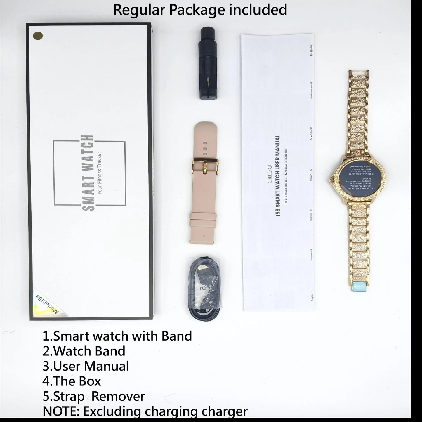 Women's Fashion Smart Watch with 1.32-Inch HD Display, Dual Straps, Waterproof Fitness Tracker, Compatible with Android and iOS