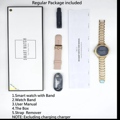 Women's Fashion Smart Watch with 1.32-Inch HD Display, Dual Straps, Waterproof Fitness Tracker, Compatible with Android and iOS
