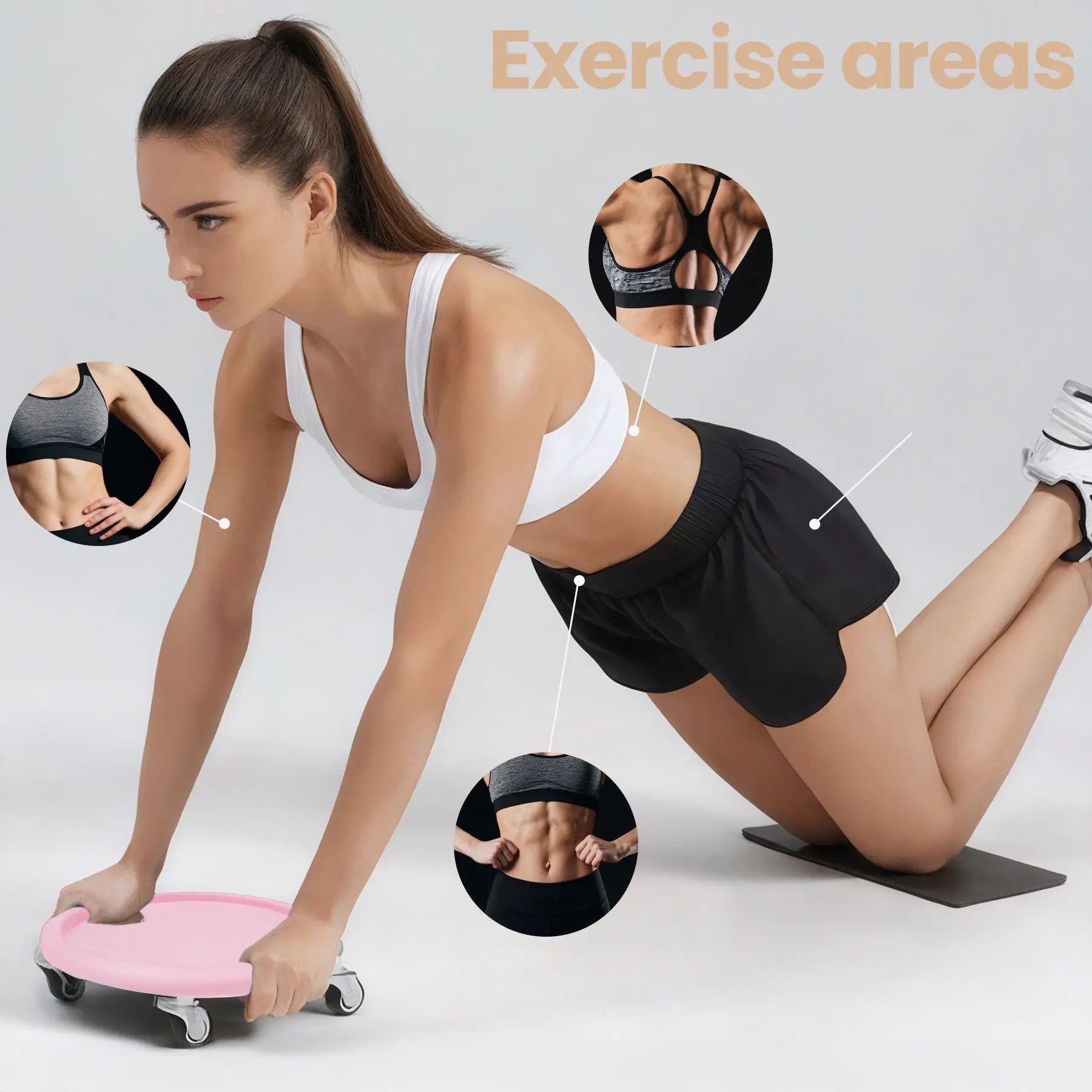 KYOUBY Adjustable Ab Roller Wheel with Four Anti-Slip PU Wheels - Core Coaster and Abdominal Exercise Board for Home Workouts and Core Training