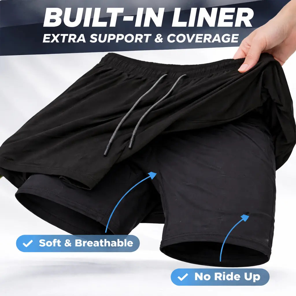Unisex 3-Pack Athletic Shorts for Women, Fitted Cut with Compression Liner, Quick-Dry Elastic Waist with Drawstring, Pockets for Running and Gym Activities