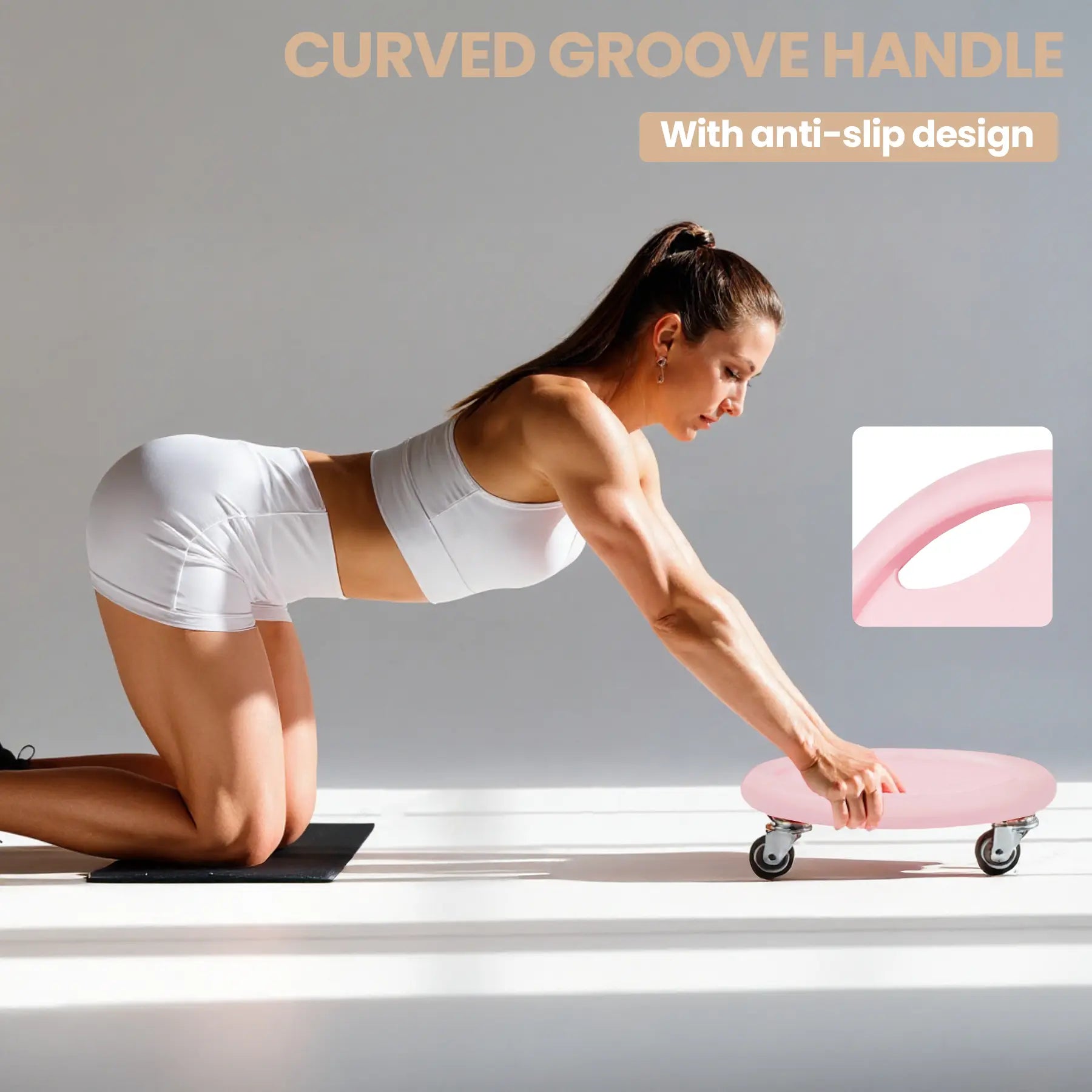 KYOUBY Adjustable Ab Roller Wheel with Four Anti-Slip PU Wheels - Core Coaster and Abdominal Exercise Board for Home Workouts and Core Training