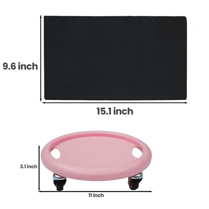 KYOUBY Adjustable Ab Roller Wheel with Four Anti-Slip PU Wheels - Core Coaster and Abdominal Exercise Board for Home Workouts and Core Training