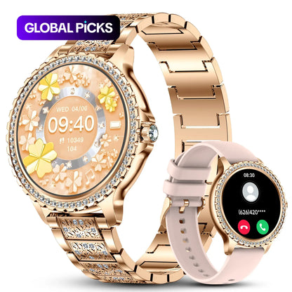 Women's Fashion Smart Watch with 1.32-Inch HD Display, Dual Straps, Waterproof Fitness Tracker, Compatible with Android and iOS