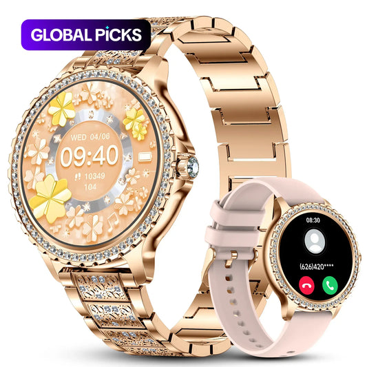 Women's Fashion Smart Watch with 1.32-Inch HD Display, Dual Straps, Waterproof Fitness Tracker, Compatible with Android and iOS