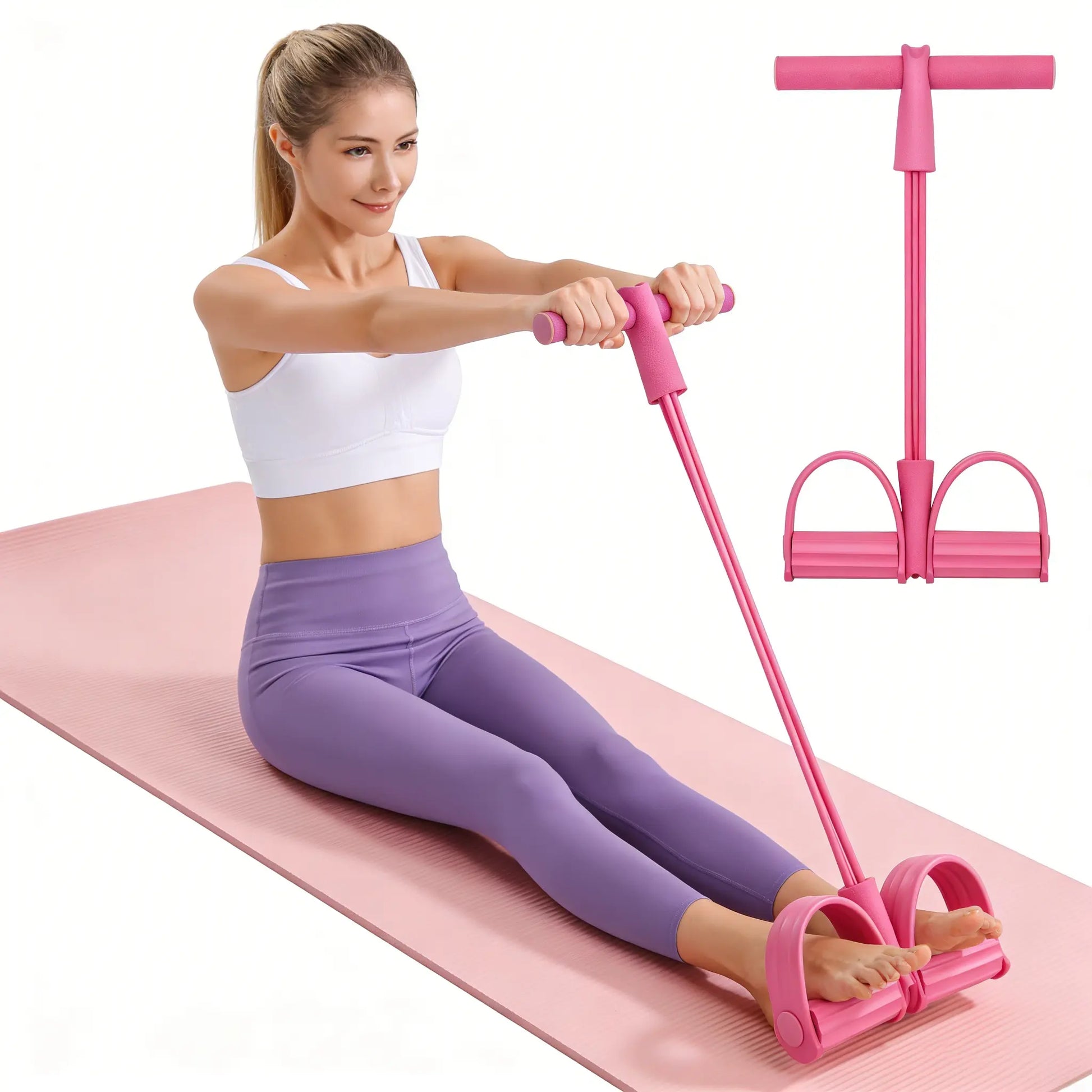 Professional Multifunctional Tension Rope - 4-Tube Elastic Yoga Pedal Resistance Band for Abdominal, Waist, Arm, and Leg Stretching, Made from Natural Latex