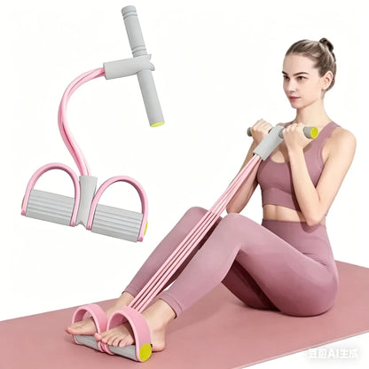 Professional Multifunctional Tension Rope - 4-Tube Elastic Yoga Pedal Resistance Band for Abdominal, Waist, Arm, and Leg Stretching, Made from Natural Latex