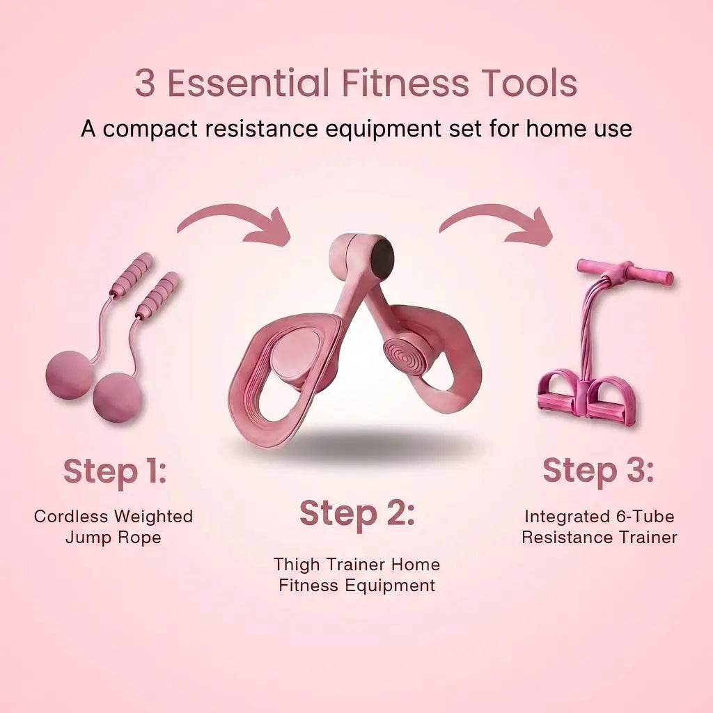 Professional Multifunctional Home Fitness Resistance Training Set with Resistance Trainer, Thigh Trainer, and Weighted Jump Rope