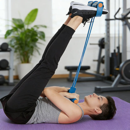 Professional Multifunctional Tension Rope - 4-Tube Elastic Yoga Pedal Resistance Band for Abdominal, Waist, Arm, and Leg Stretching, Made from Natural Latex