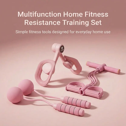 Professional Multifunctional Home Fitness Resistance Training Set with Resistance Trainer, Thigh Trainer, and Weighted Jump Rope