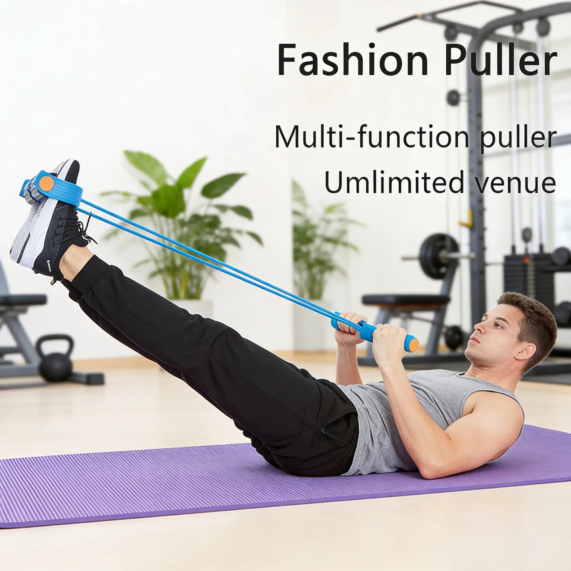 Professional Multifunctional Tension Rope - 4-Tube Elastic Yoga Pedal Resistance Band for Abdominal, Waist, Arm, and Leg Stretching, Made from Natural Latex