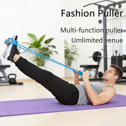 Professional Multifunctional Tension Rope - 4-Tube Elastic Yoga Pedal Resistance Band for Abdominal, Waist, Arm, and Leg Stretching, Made from Natural Latex